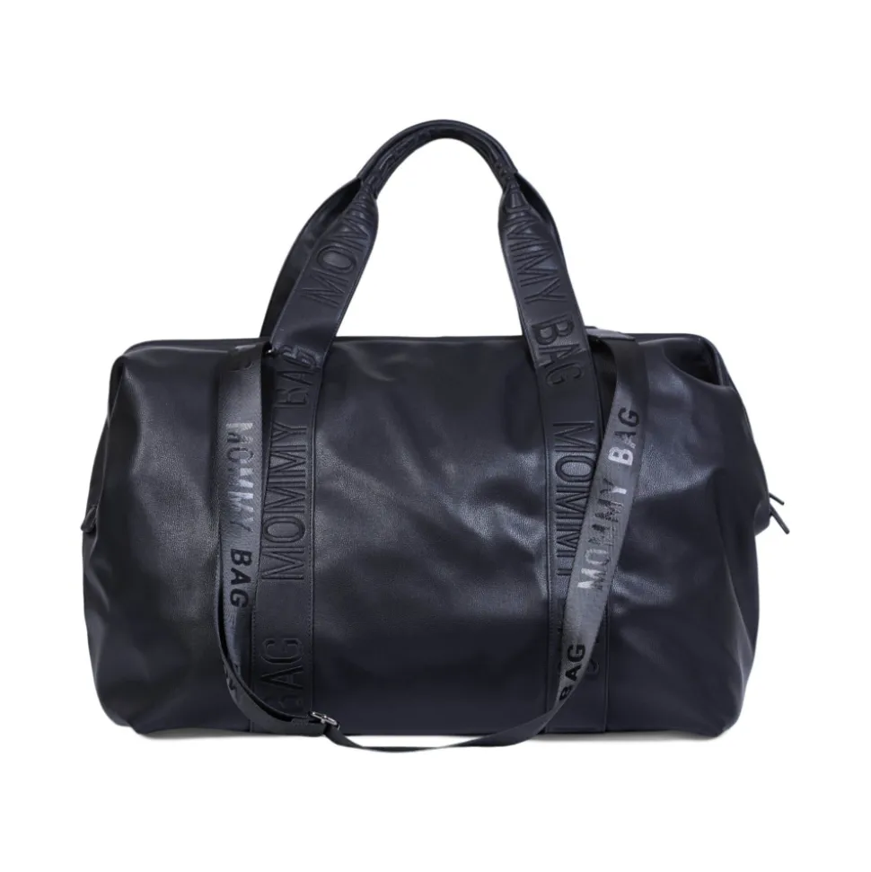 Sac à langer mommy bag signature simili cuir noir