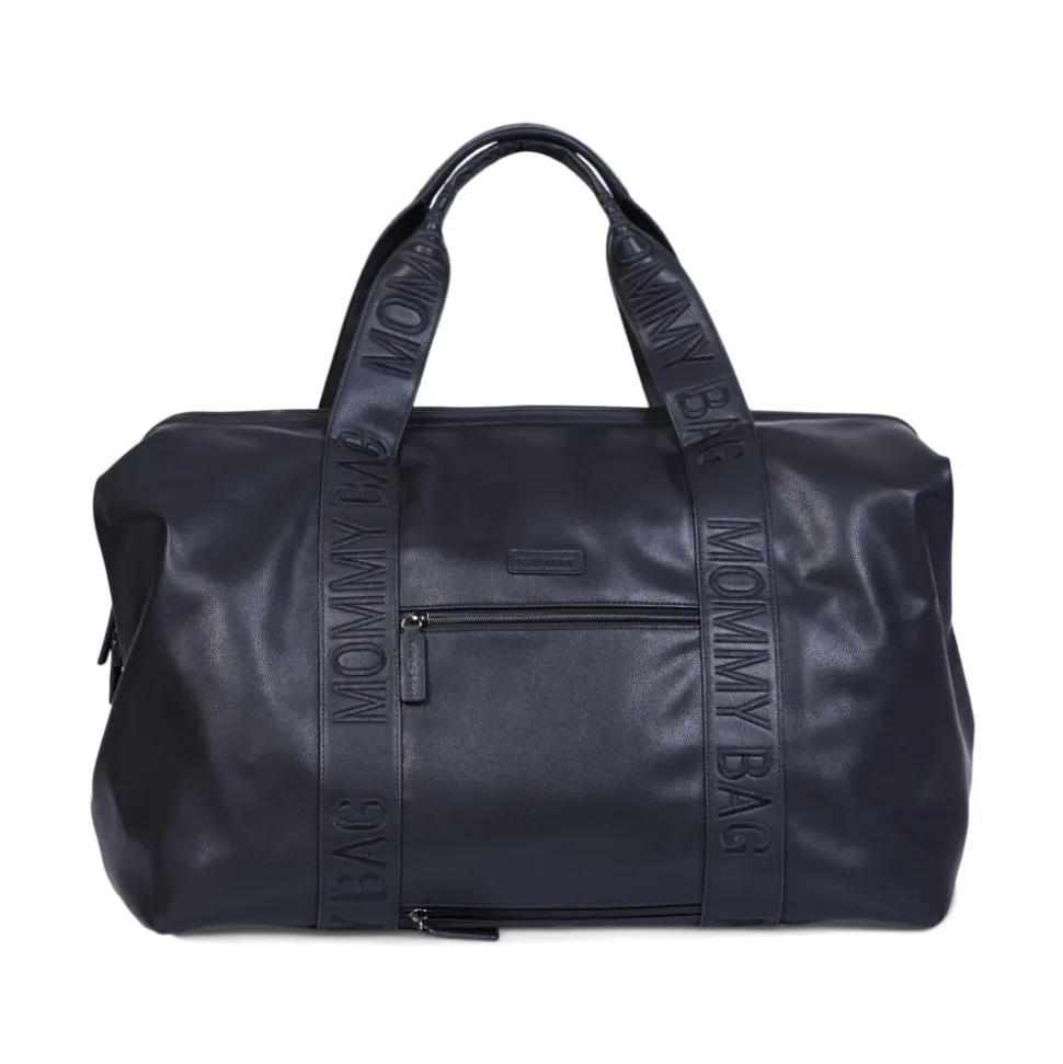 Sac à langer mommy bag signature simili cuir noir