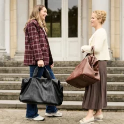 Sac à langer mommy bag signature simili cuir noir