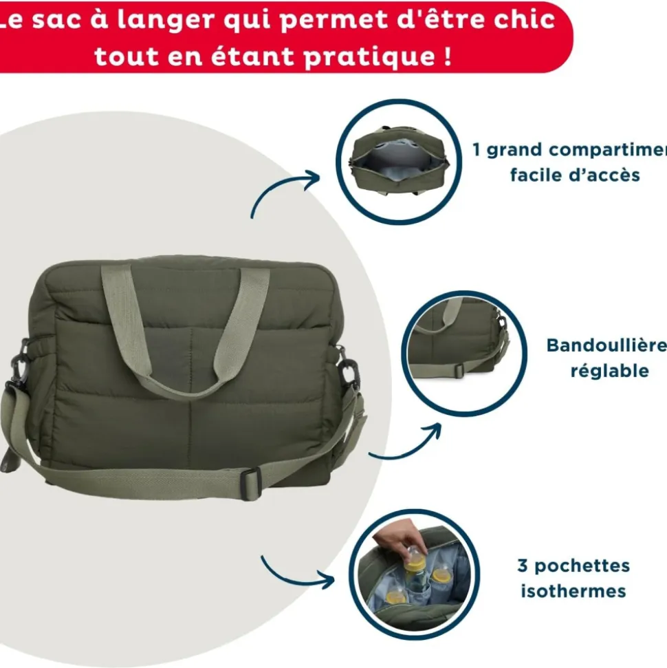 Sac à langer pluméa vert kaki