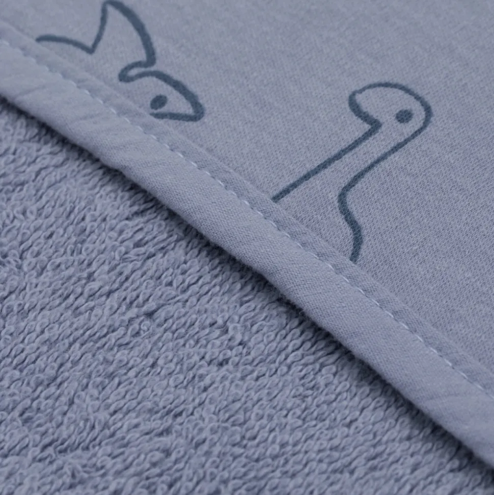 Serviette de bain enfant à capuche 75x75 cm, bleu dinosaure