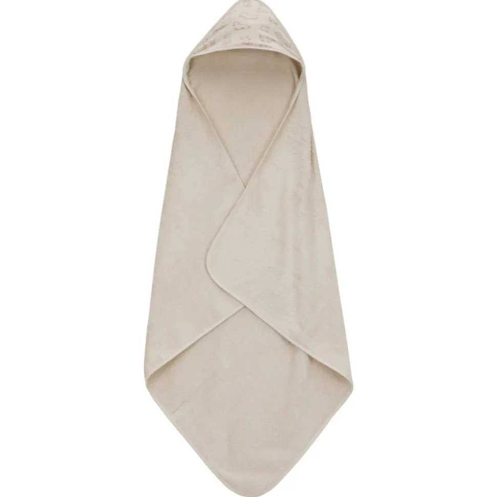 Serviette de bain enfant à capuche 75x75 cm, chien beige