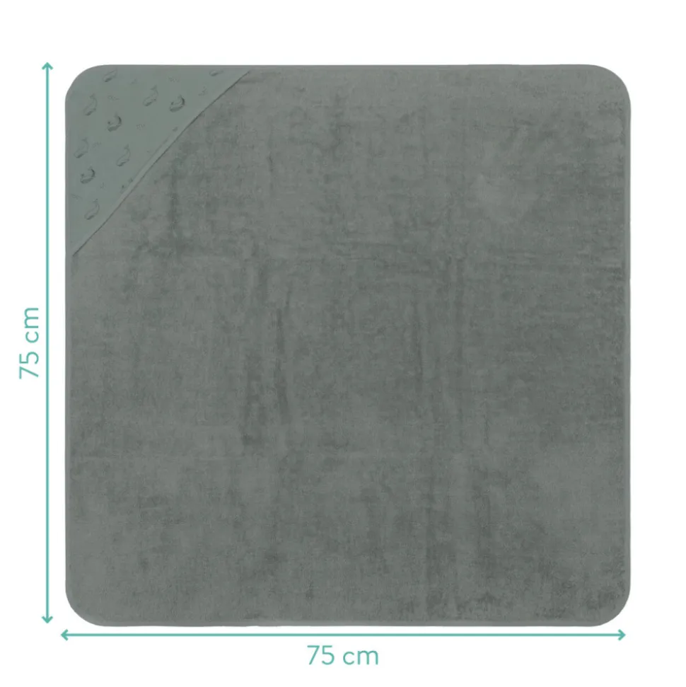 Serviette de bain enfant à capuche 75x75 cm, vert baleine
