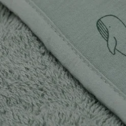 Serviette de bain enfant à capuche 75x75 cm, vert baleine