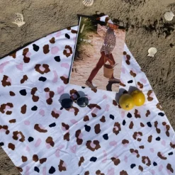 Serviette de plage coton 135 x 65 cm - léopard kaki
