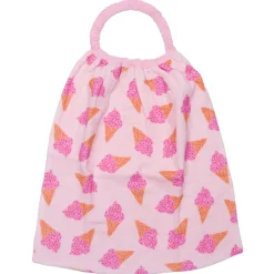 Serviette élastique enfant en double gaze de coton cornets de glace/ blush