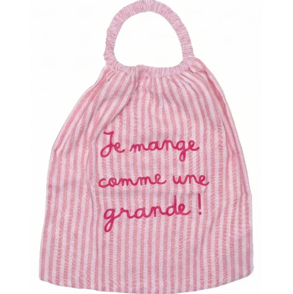 Serviette élastique enfant gaze de coton comme une grande rayé vieux rose