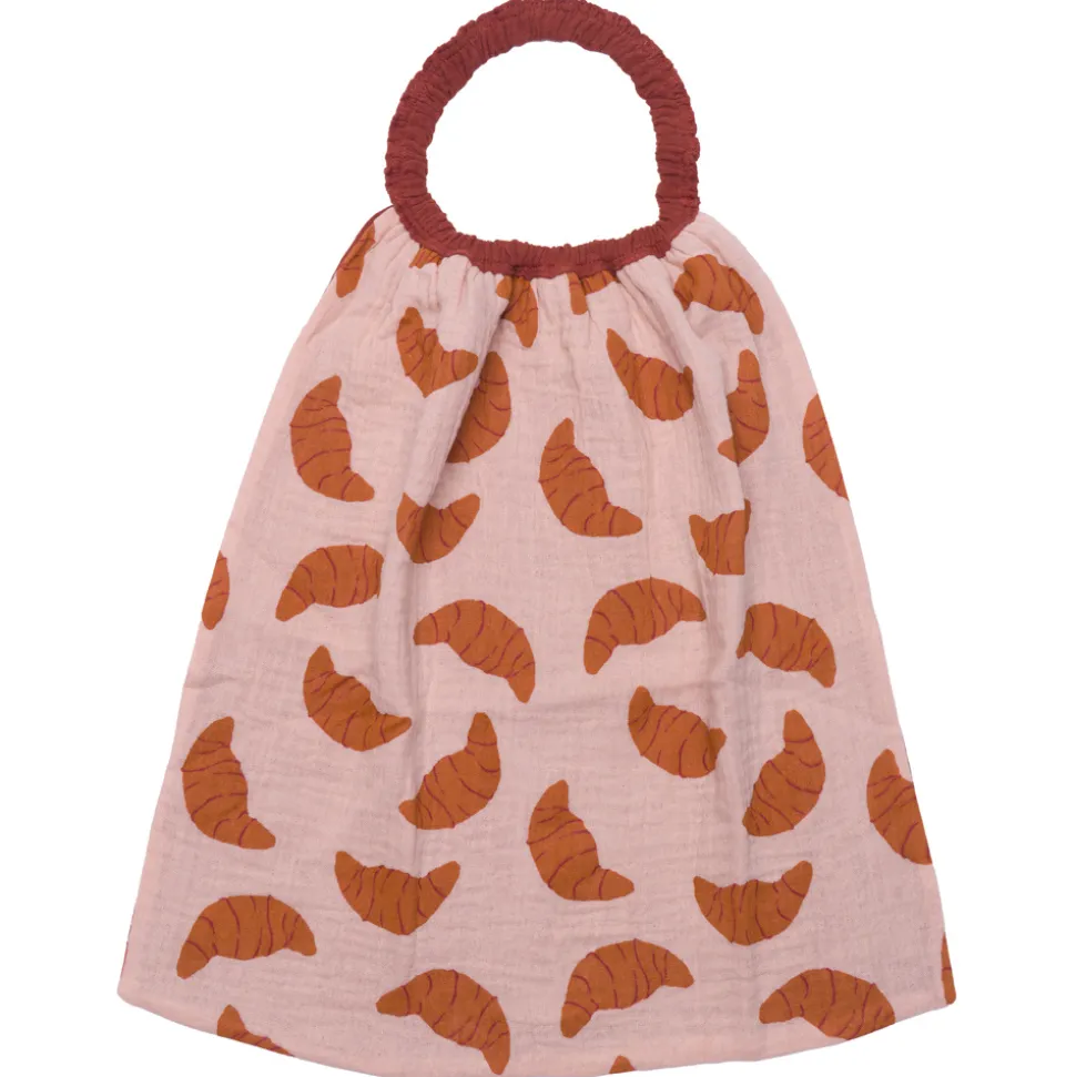 Serviette élastique enfant gaze de coton croissants / verso toffee