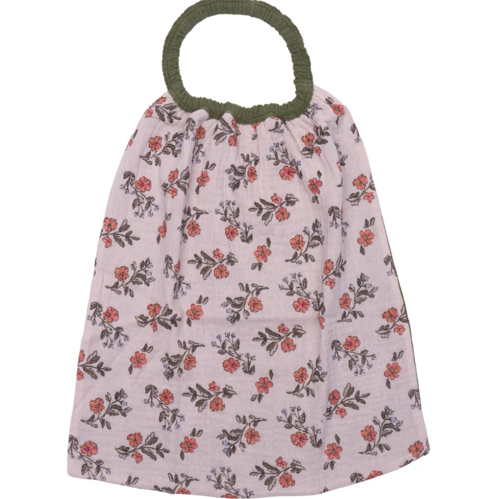 Serviette élastiquée en gaze fleurs/ fougère