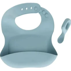 Set bavoir et cuillère yum - bleu