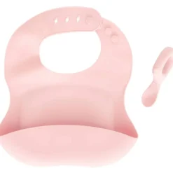 Set bavoir et cuillère yum - rose
