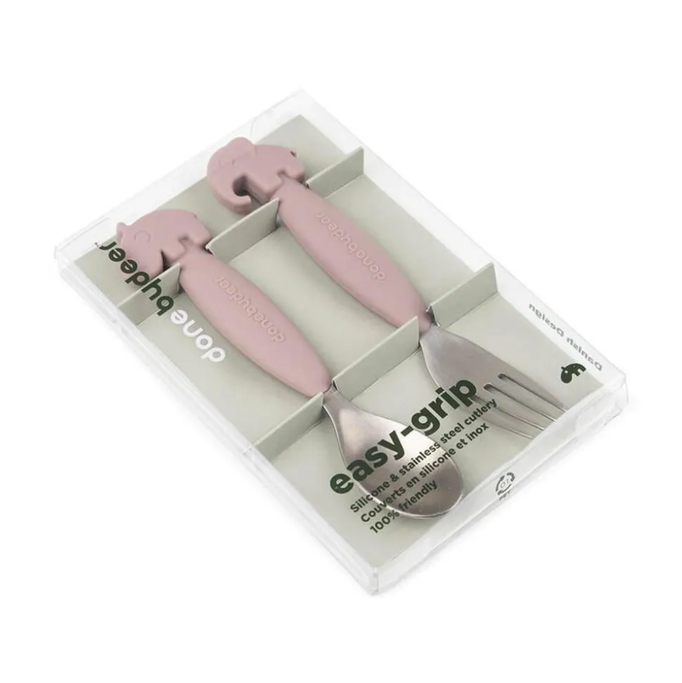 Set de 2 couverts easy-grip deer friends rose
