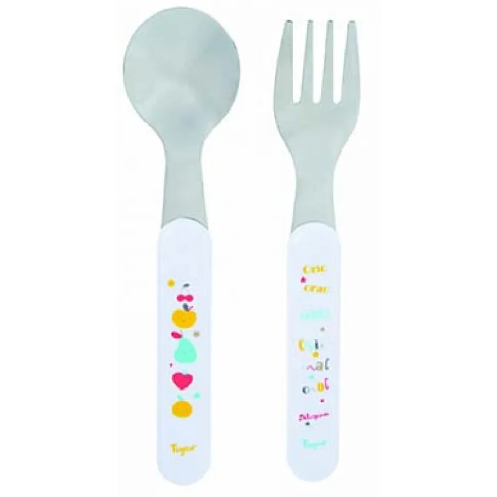 Set de 2 couverts inox motifs fruits