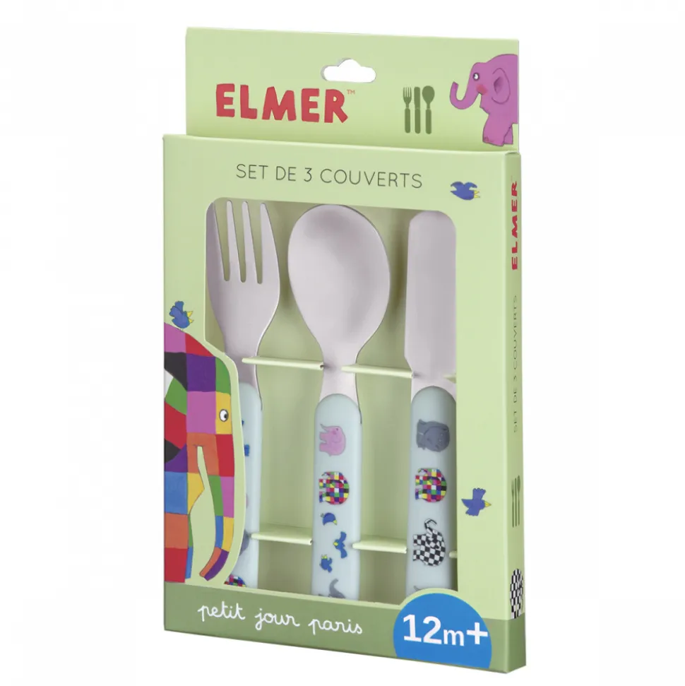 Set de 3 couverts pour bébé elmer