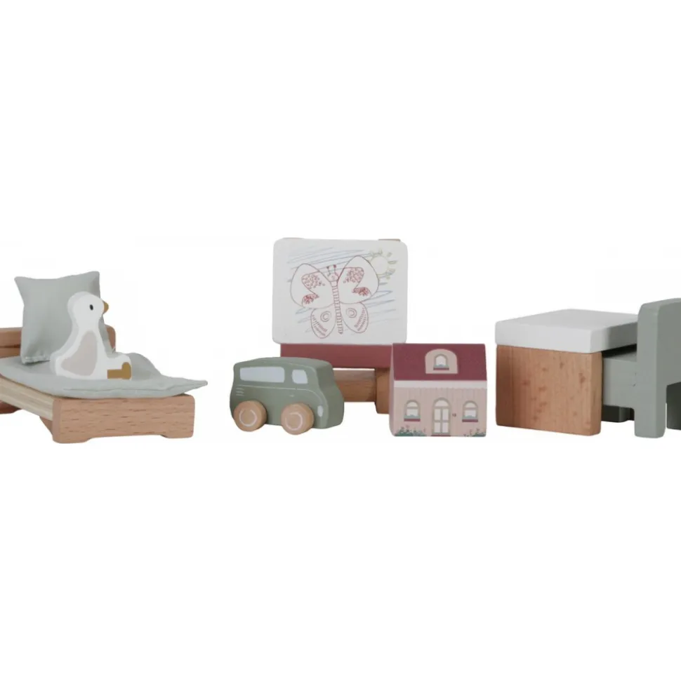 Set de 7 pièces de chambre d'enfant pour maison de poupée fsc
