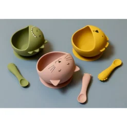 Set premier repas bébé en silicone - mrs. cat