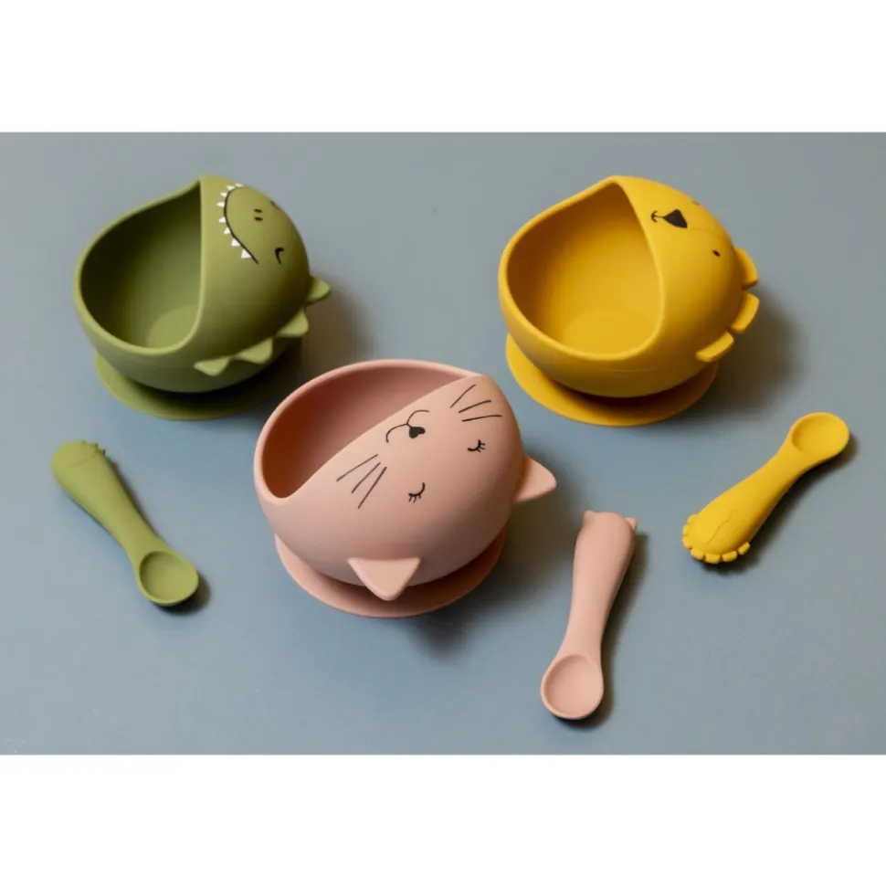 Set premier repas bébé en silicone - mrs. cat