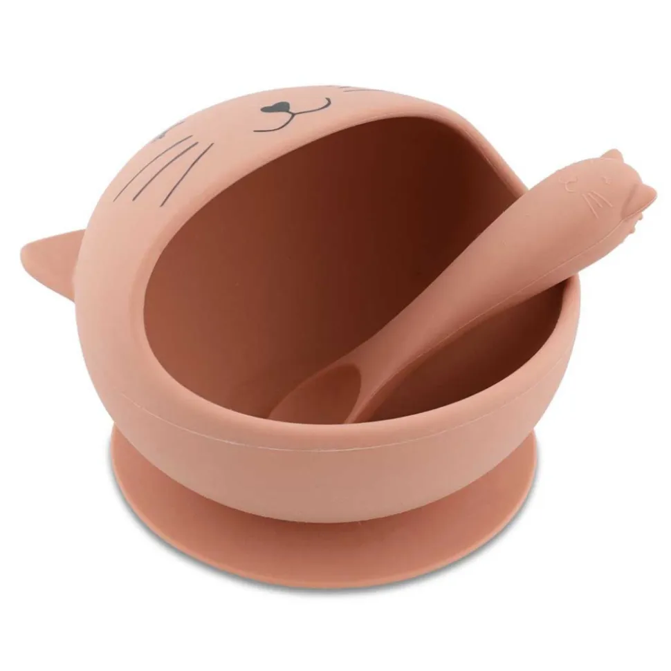 Set premier repas bébé en silicone - mrs. cat