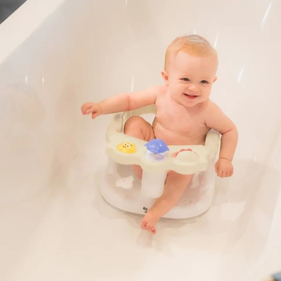 Siège de bain bébé sécurisé avec jouets intégrés dune