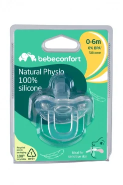 Sucette naturel physio tout en silicone - 0/6 mois - coloris aléatoire