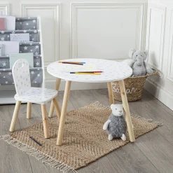 Table enfant douceur blanche étoiles grises