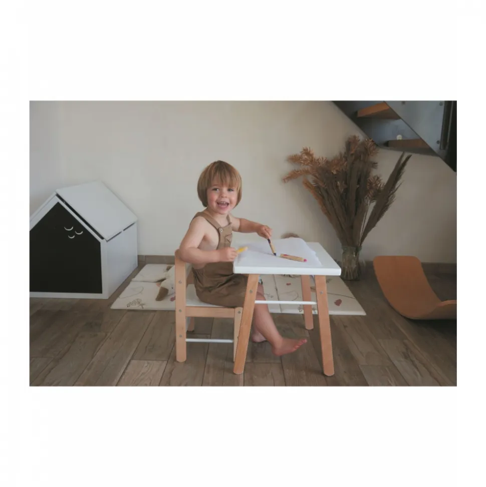 Table enfant gabriel + chaise basse louise hybride blanc