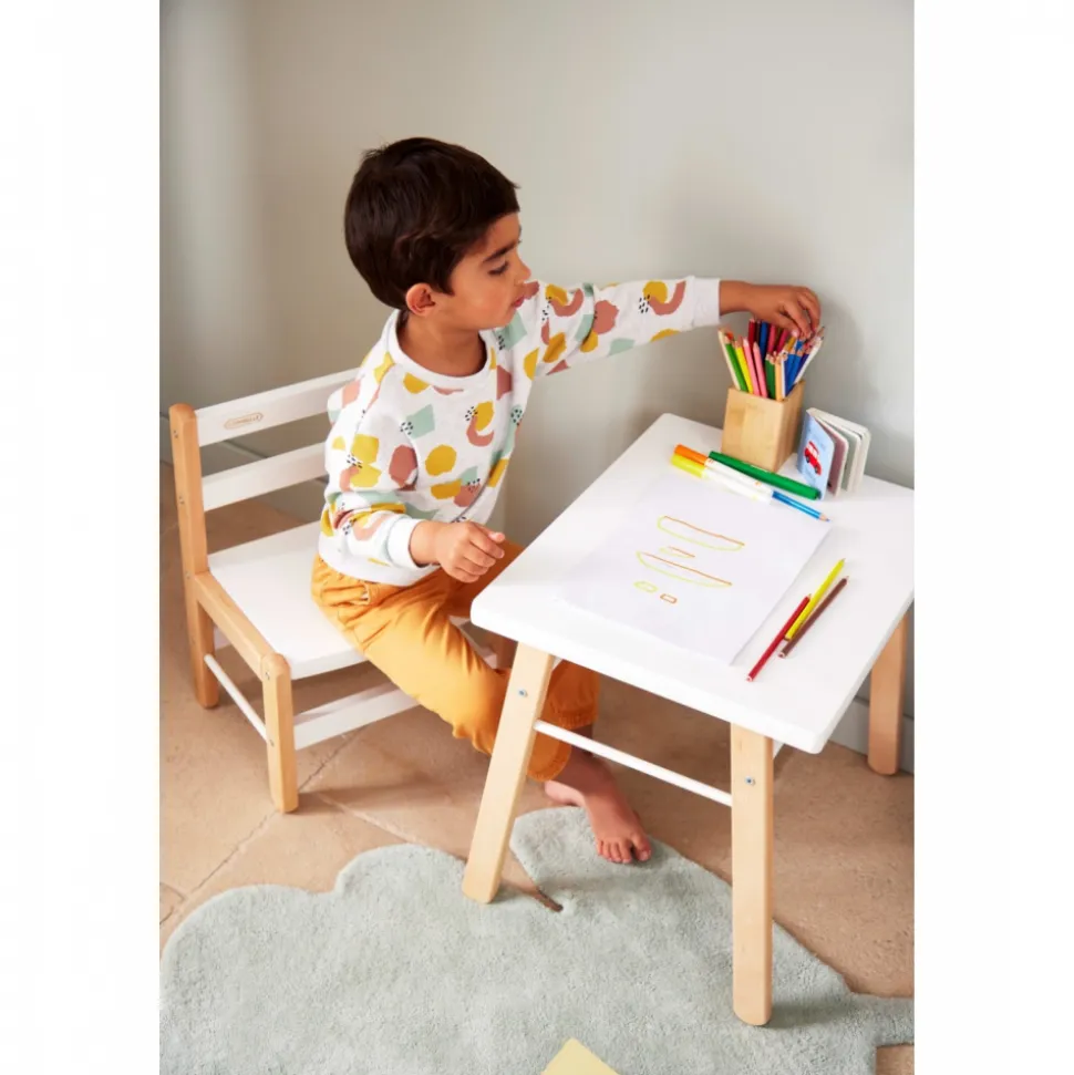 Table enfant gabriel + chaise basse louise hybride blanc