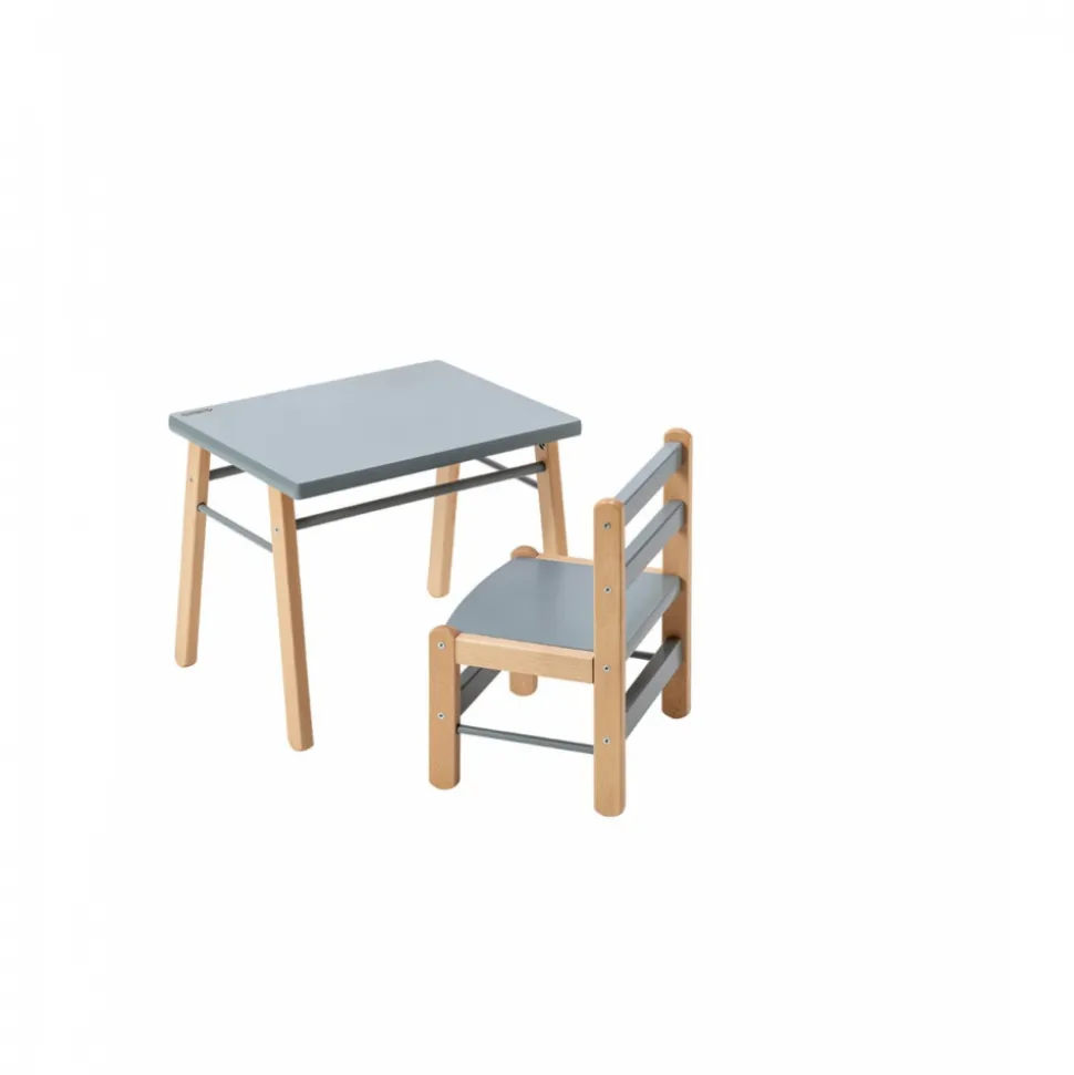 Table enfant gabriel + chaise basse louise hybride bleu gris
