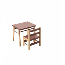 Table enfant gabriel + chaise basse louise hybride vieux rose
