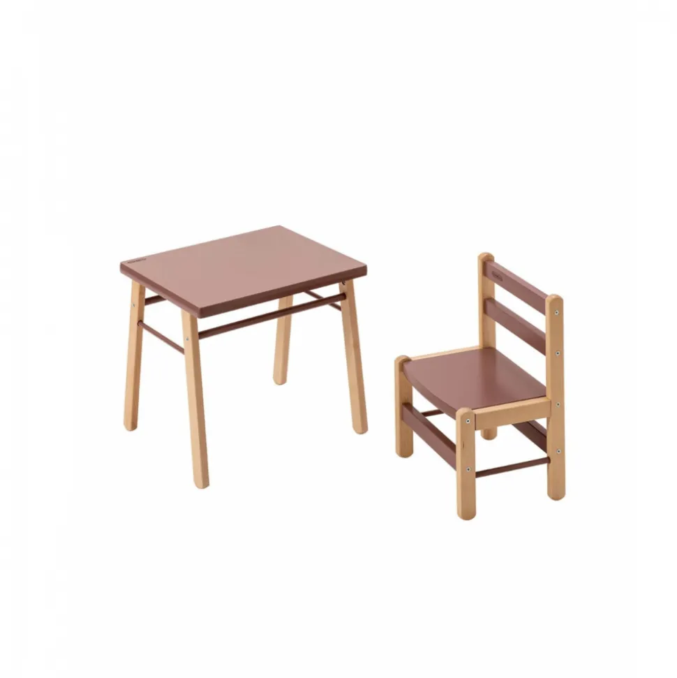 Table enfant gabriel + chaise basse louise hybride vieux rose