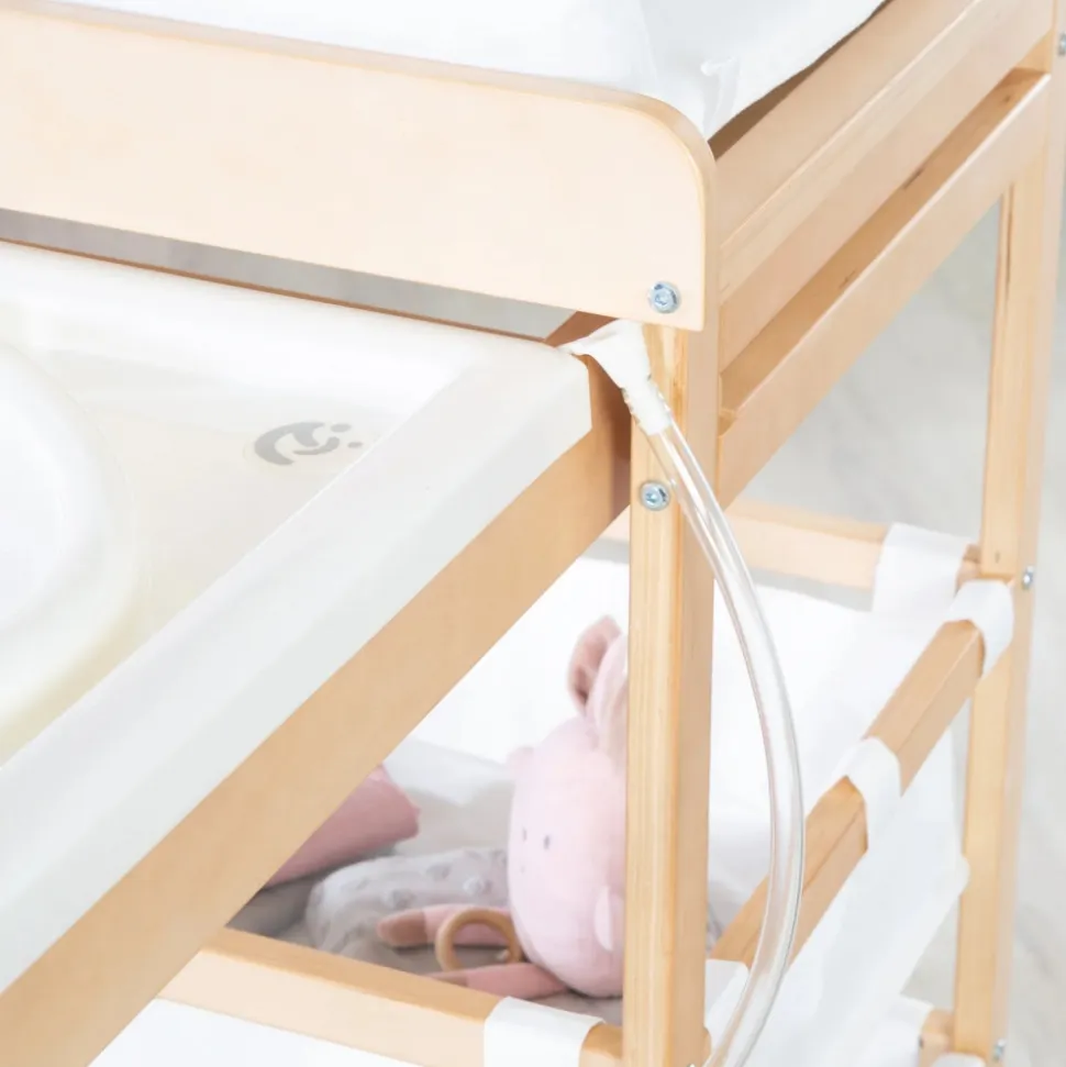 Table à langer avec baignoire baby pool et matelas à langer blanc