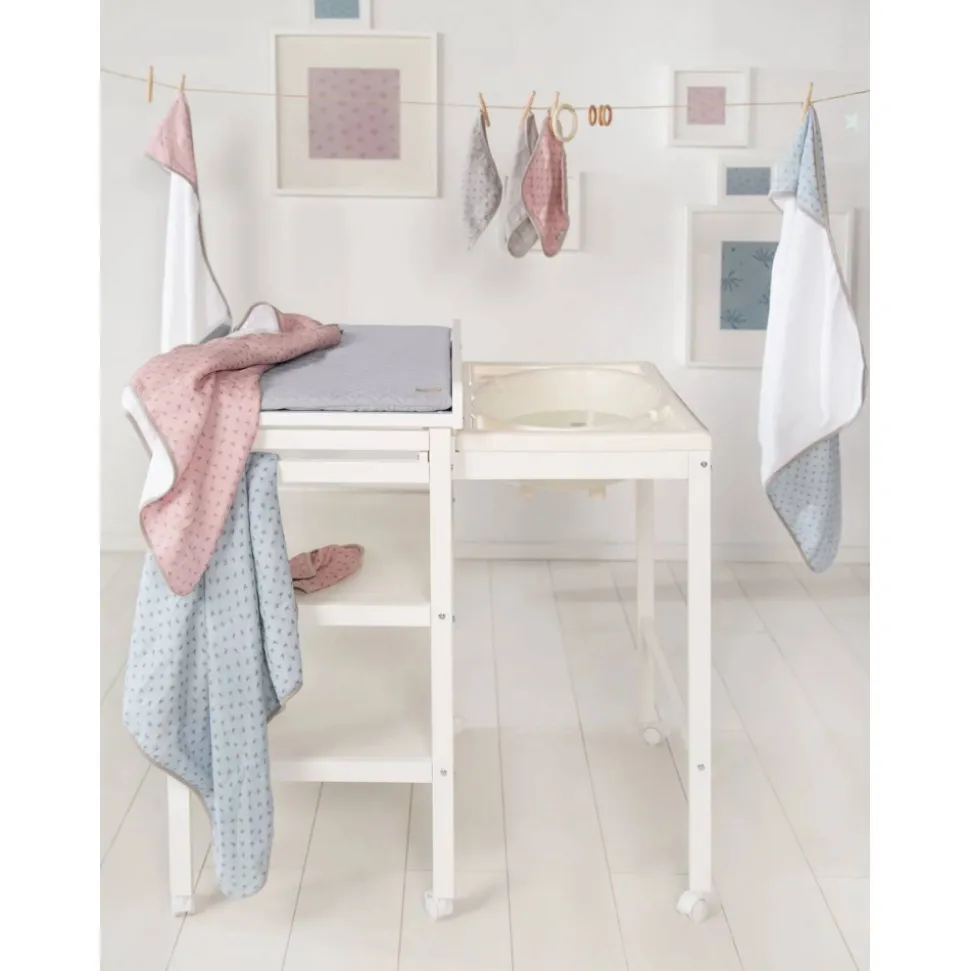 Table à langer avec baignoire baby pool et matelas à langer roba style gris