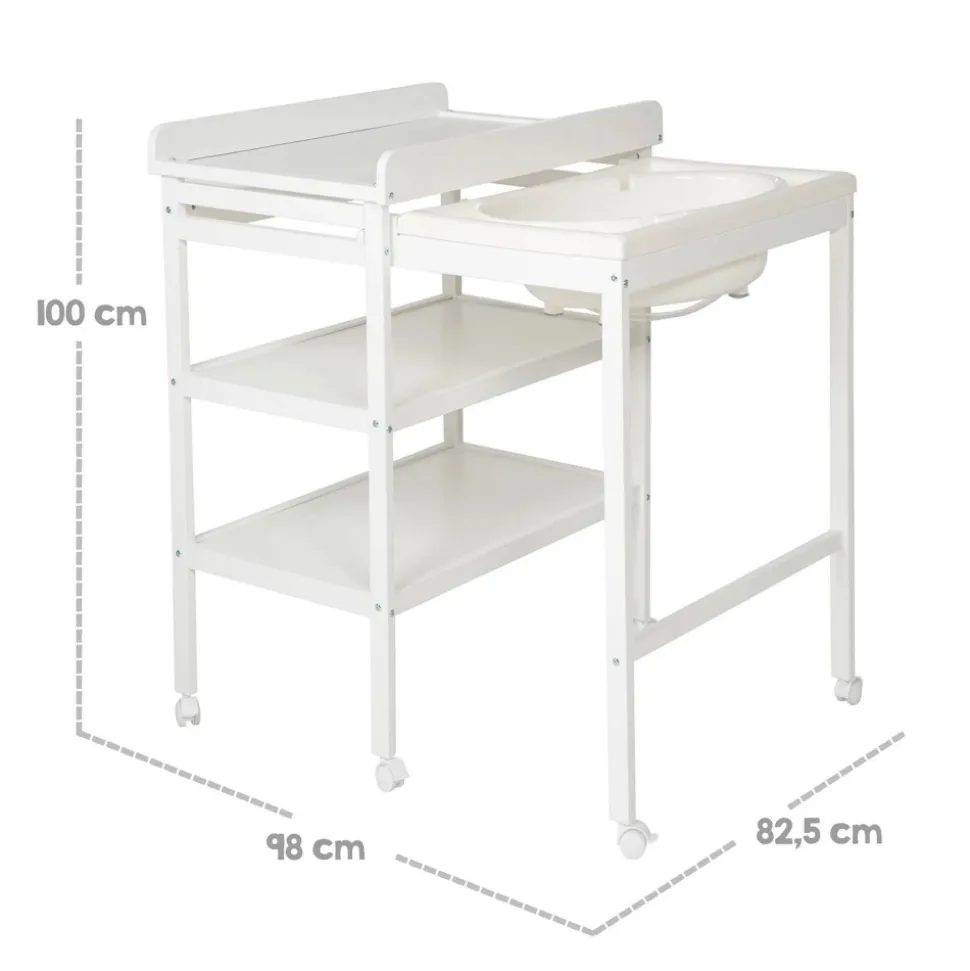 Table à langer avec baignoire baby pool et matelas à langer roba style gris