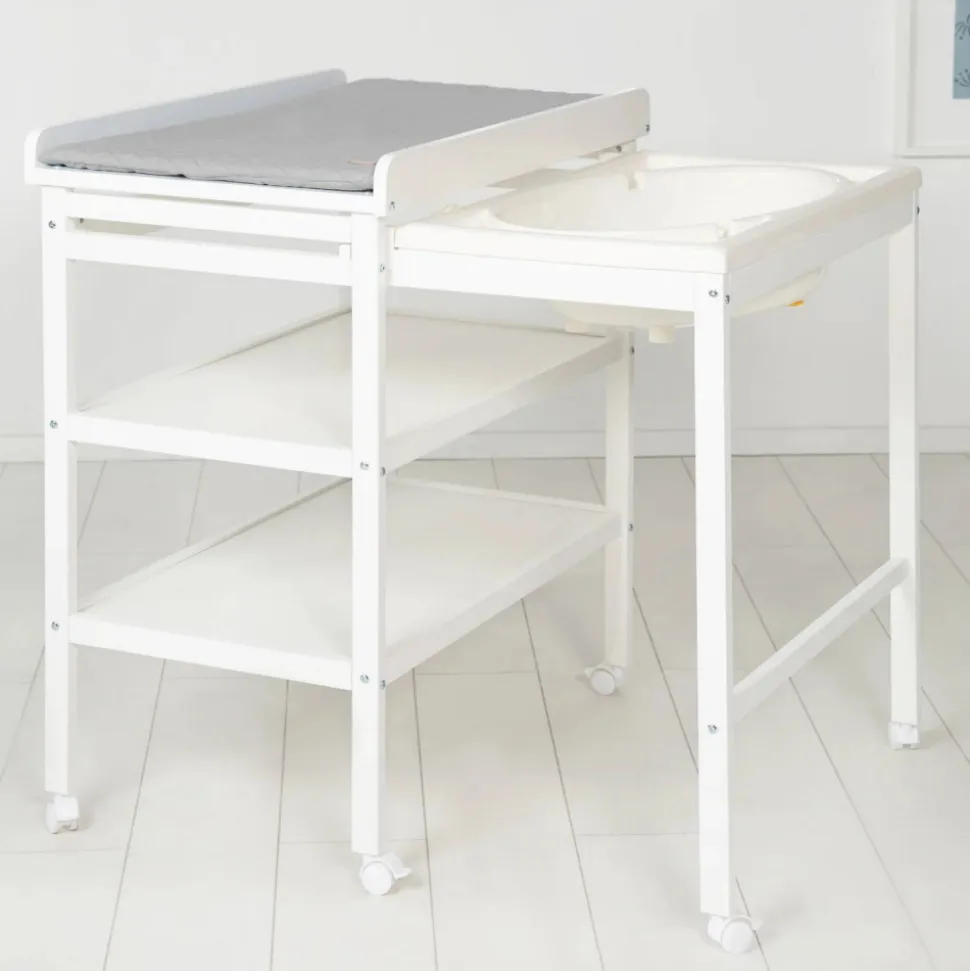 Table à langer avec baignoire baby pool et matelas à langer roba style gris