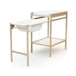 Table à langer avec baignoire essentiel hêtre verni