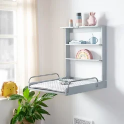 Table à langer murale avec matelas à langer taupe