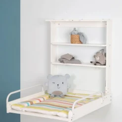 Table à langer murale blanche avec matelas à langer dschungelbaby