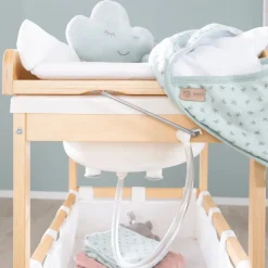 Table à langer pliable avec baignoire baby pool et matelas à langer blanc