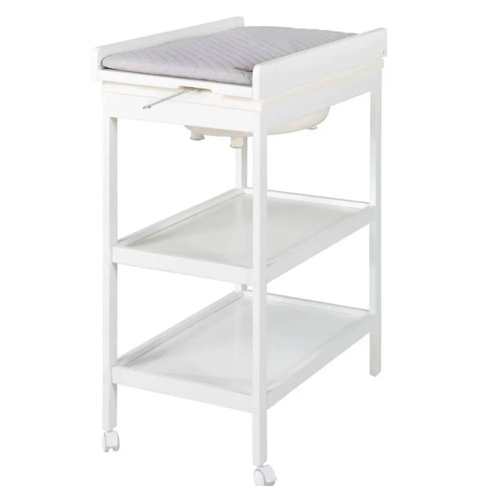Table à langer pliable avec baignoire baby pool et matelas à langer roba style gris