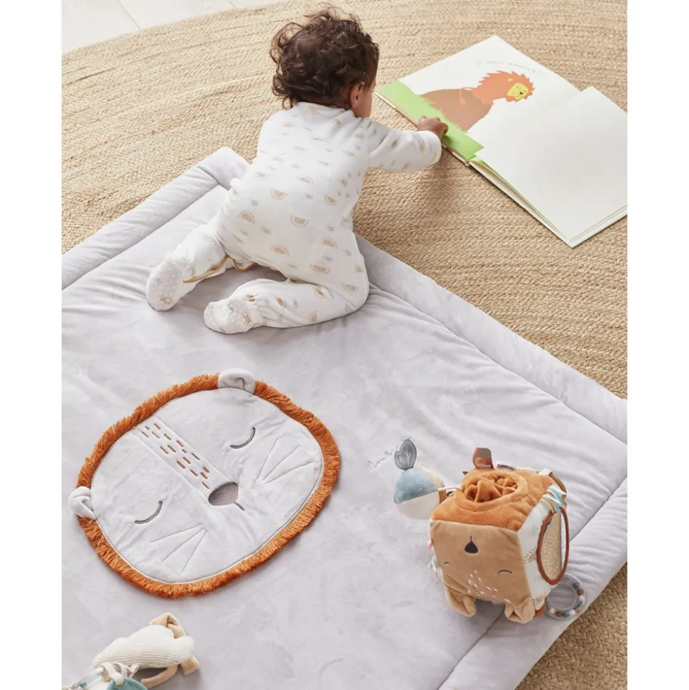 Tapis de jeu et de parc en veloudoux 75 x 95 cm babou gris