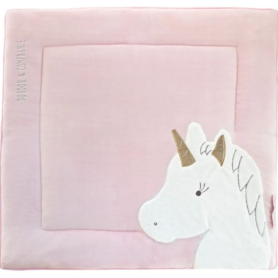 Tapis de parc 100x100 cm tapidou licorne rose
