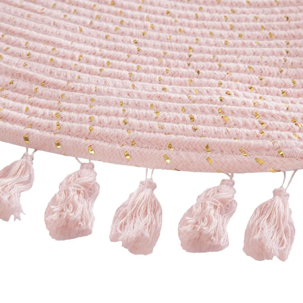 Tapis enfant rond ø90 cm lulu rose à franges