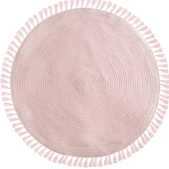 Tapis enfant rond ø90 cm lulu rose à franges