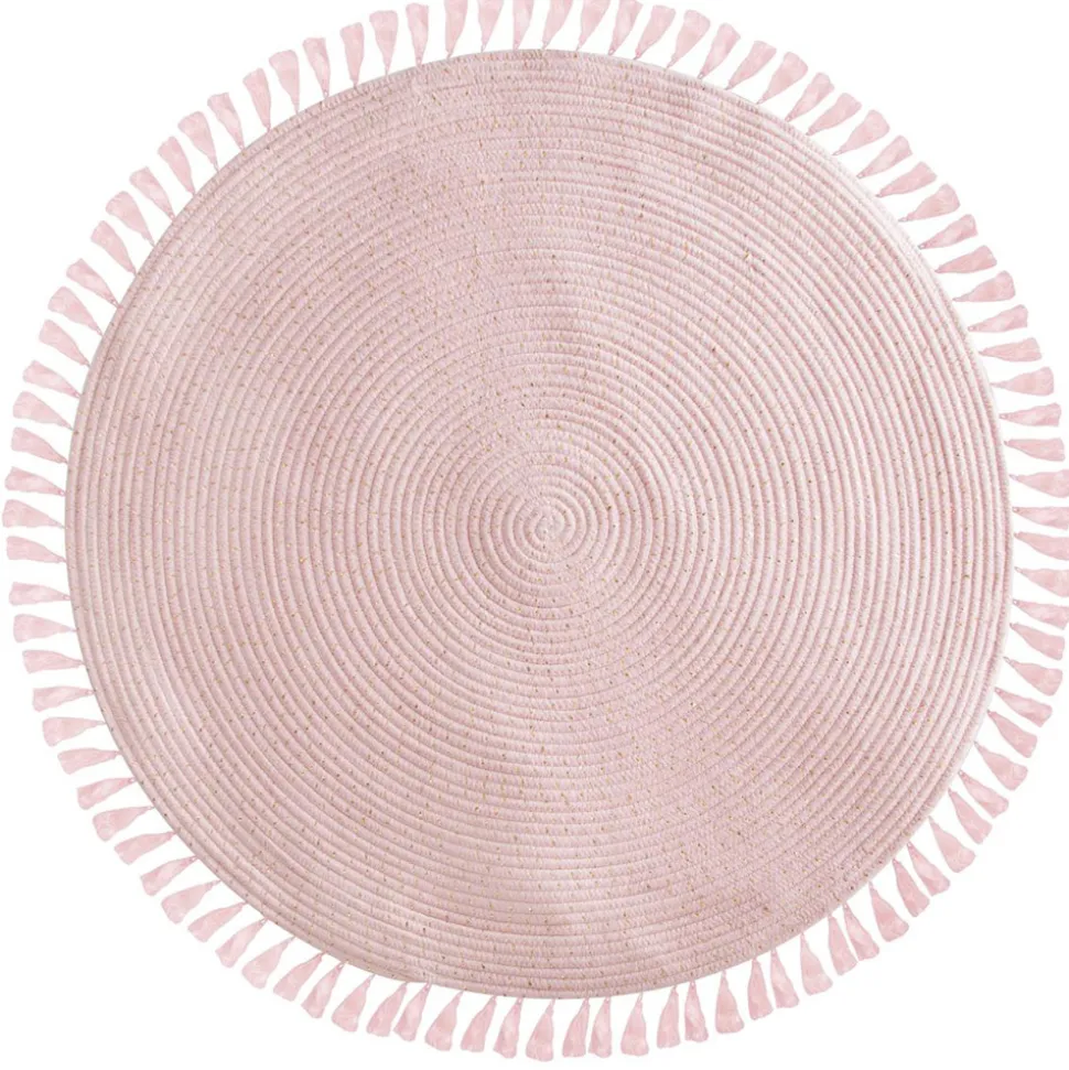 Tapis enfant rond ø90 cm lulu rose à franges