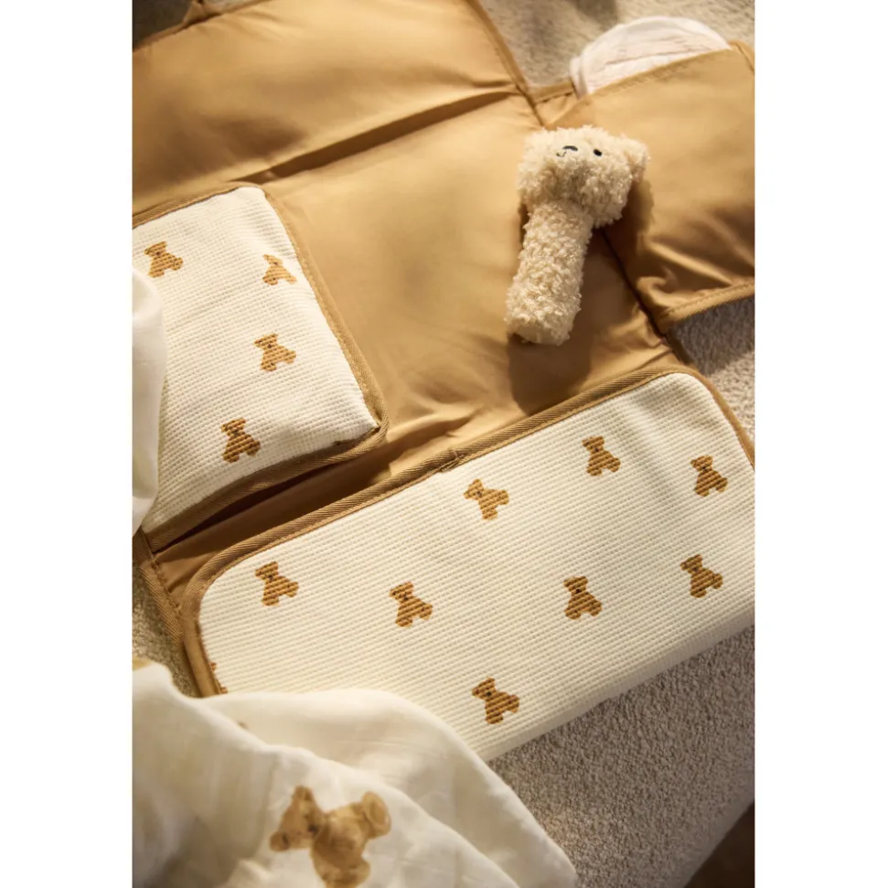 Tapis à langer nomade little waffle mini teddy bear