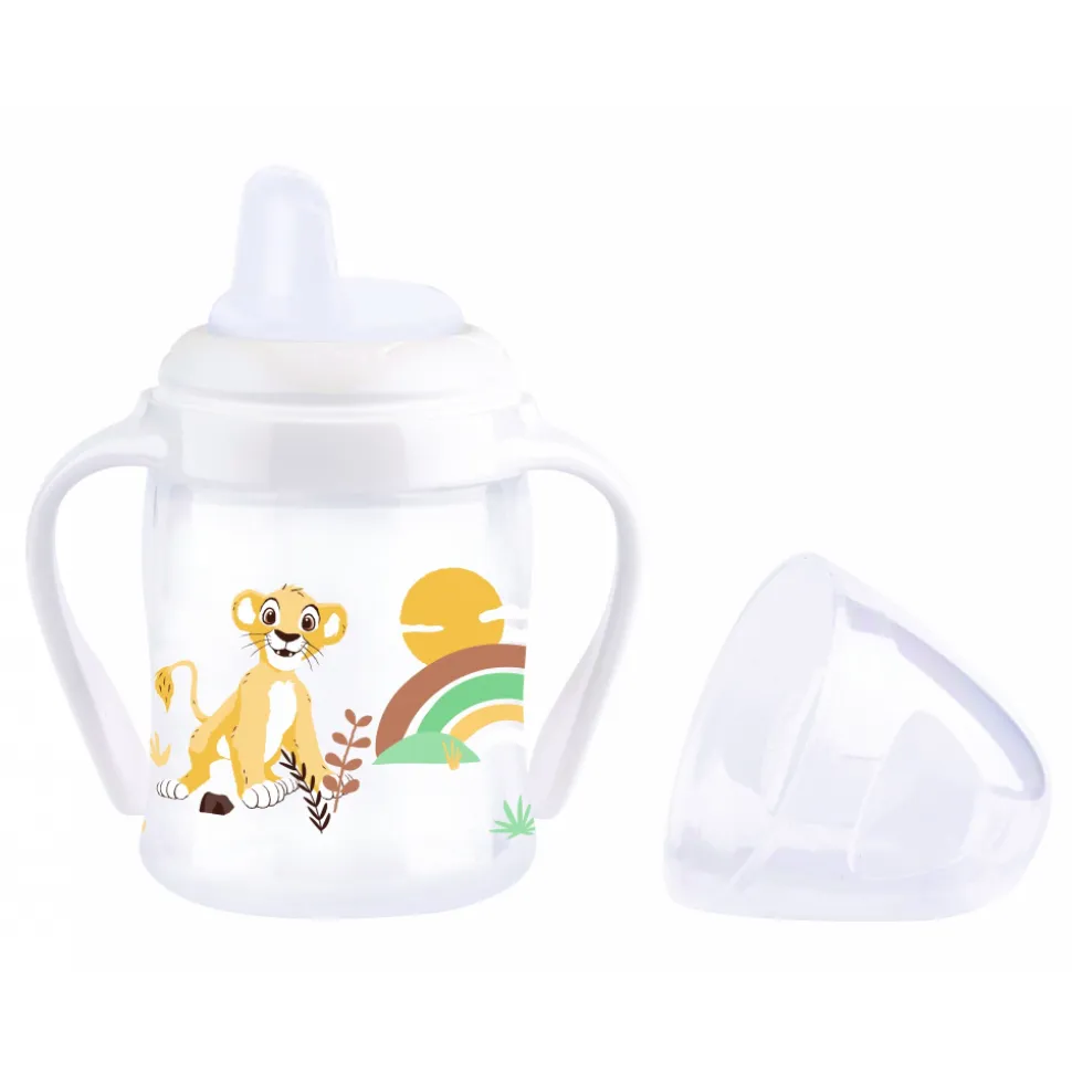 Tasse anti-fuite embout bec dur 150 ml avec poignées le roi lion