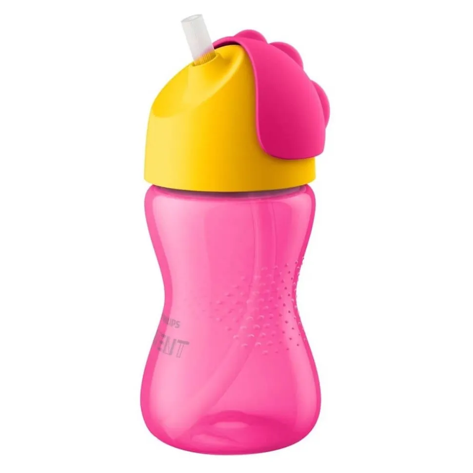 Tasse paille 300 ml rose et jaune