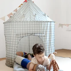 Tente en tissu enfant vichi bleu