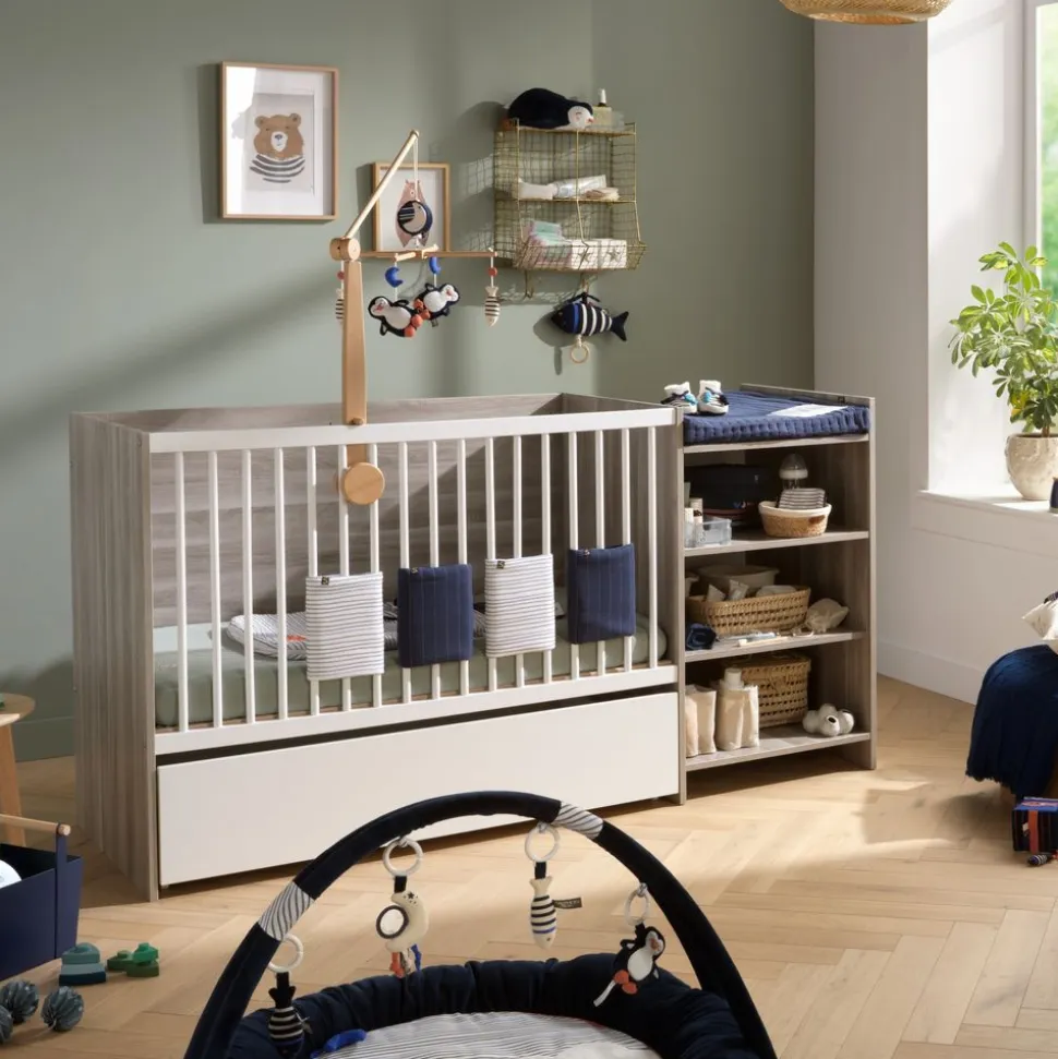 Tiroir pour lit chambre transformable avec roulettes up chêne silex