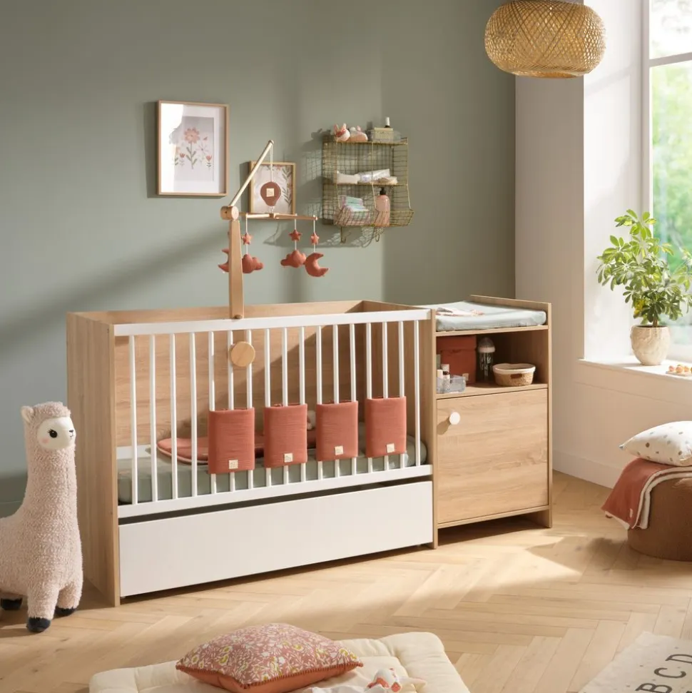 Tiroir pour lit chambre transformable avec roulettes up chêne doré
